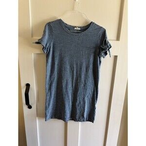 Jane and Delancey blue and white striped t-shirt dress with tie sleeves Size M